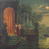 VINTAGE PRINT ON BOARD VENICE AT NIGHT VIEW FRAMED PIC-1