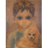 VINTAGE PRINT CHILD WITH DOG SIGNED KEANE PIC-1