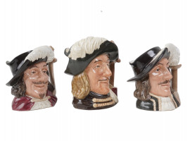 THE THREE MUSKETEERS ROYAL DOULTON CERAMIC JUGS