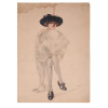 EARLY 1900S FASHION DRAWING PORTRAIT OF A LADY PIC-0