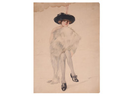 EARLY 1900S FASHION DRAWING PORTRAIT OF A LADY