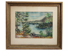 A LANDSCAPE WATERCOLOR PAINTING BY JOEL ROHR 1934