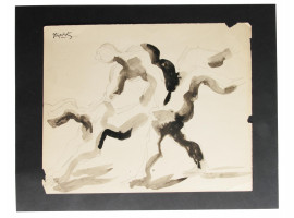 A JACQUES LIPCHITZ ORIGINAL INK ON PAPER PAINTING