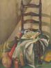 CHINESE OIL PAINTING STILL LIFE CHAIR SIGNED PIC-1