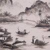 VINTAGE VIETNAMESE RURAL MONOCHROME CERAMIC PRINT PIC-1