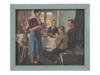 FAMILY DINNER MID CENTURY OIL PAINTING SIGNED PIC-0