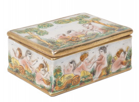 VINTAGE CAPODIMONTE PORCELAIN TRINKET VANITY BOX