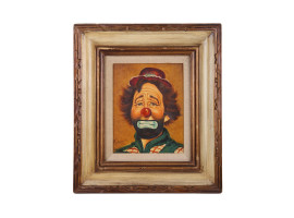 OIL PAINTING PORTRAIT OF CLOWN SIGNED BY A JASPER