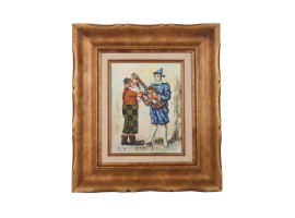 VINTAGE FRENCH OIL PAINTING CLOWN SIGNED LONGUET