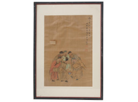 VINTAGE CHINESE PAINTING OF MEN PLAYING CUJU