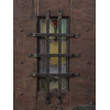 ANTIQUE CATHEDRAL WOODEN DOOR WITH STAINED GLASS PIC-2