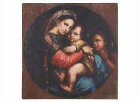 AFTER RAFAEL SANTI OIL PAINTING MADONNA CHRIST