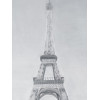 VINTAGE PENCIL PAINTING PARIS EIFFEL TOWER SIGNED PIC-1