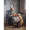 DUTCH OIL PAINTING ON CANVAS CHILD BY B BOUWER PIC-1