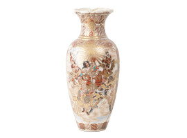 SATSUMA PORCELAIN LARGE VASE SAMURAI GENRE SCENE