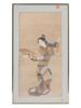 ANTIQUE JAPANESE WOODBLOCK DANCER WITH FAN PIC-0