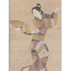 ANTIQUE JAPANESE WOODBLOCK DANCER WITH FAN PIC-1