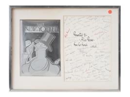 THE FIRST NEW YORKER MAGAZINE COVER W SIGNATURES