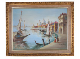 OIL PAINTING VENICE CITY SCAPE SIGNED BY P NELSON