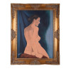 VINTAGE MID CENTURY NUDE FEMALE OIL PAINTING PIC-0