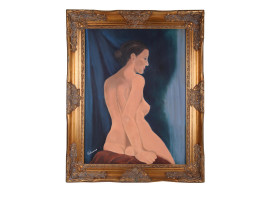 VINTAGE MID CENTURY NUDE FEMALE OIL PAINTING