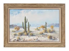 SOUTHWESTERN SAGUARO LANDSCAPE OIL PAINTING SIGNED