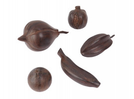 5 VINTAGE HAND CARVED WOOD EXOTIC TROPICAL FRUITS