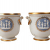 PAIR OF PORCELAIN GILT WEDGWOOD MEDALLIONS VASES PIC-1