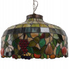 VINTAGE STAINED GLASS TIFFANY STYLE PENDANT LAMP PIC-0