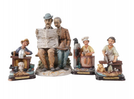 4 VINTAGE FIGURINES OF OLD MEN DW POLY COLLECTION