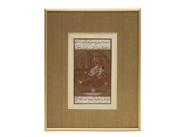 ANTIQUE INDO PERSIAN MUGHAL ART GOUACHE PAINTING