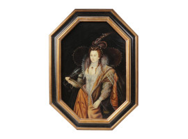 QUEEN ELIZABETH I OIL PORTRAIT AFTER ISAAC OLIVER