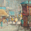 BRUNO LAURENT MID CEN. OIL PAINTING FRENCH STREET PIC-1