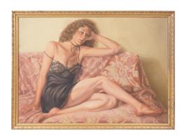VINTAGE AMERICAN NUDE WOMAN OIL PAINTING SIGNED