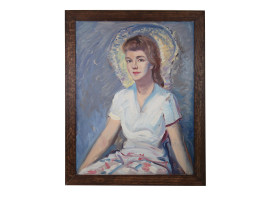 WOMAN PORTRAIT OIL PAINTING BY FRANK HERRING