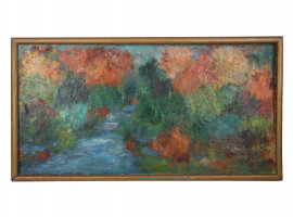 ABSTRACT OIL ON BOARD PAINTING BY PIERRE LOEB