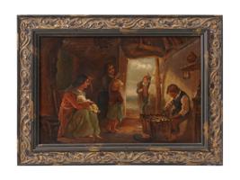 BRITISH OIL PAINTING KIDS SCENE ATTR CHARLES HUNT