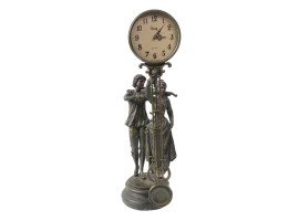 SCULPTURE COUPLE WITH CROSA QUARTZ SWINGING CLOCK