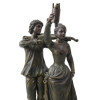 SCULPTURE COUPLE WITH CROSA QUARTZ SWINGING CLOCK PIC-4