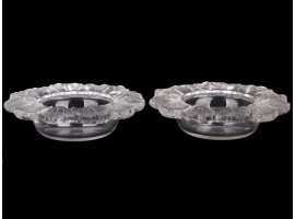 VINTAGE LALIQUE FRANCE HONFLEUR CRYSTAL ASHTRAYS