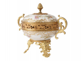 ANTIQUE SEVRES STYLE ORMOLU PORCELAIN CENTERPIECE