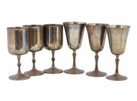 ITALIAN EL DE UBERTI SILVER PLATE SIX GOBLETS SET