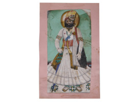 ANTIQUE INDIAN MINIATURE MUGHAL PAINTING MAHARAJA