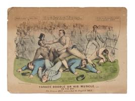 ANTIQUE 1874 AMERICAN CARTOON LITHOGRAPH FOOTBALL