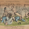 ANTIQUE 1874 AMERICAN CARTOON LITHOGRAPH FOOTBALL PIC-1