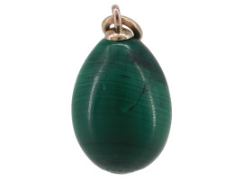 RUSSIAN 14K GOLD AND MALACHITE EGG CHARM PENDANT