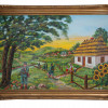 OIL PAINTING UKRAINIAN VILLAGE LANDSCAPE SIGNED PIC-0