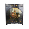 HANDPAINTED WOOD FOLDING ROOM DIVIDER FLOWER VASE PIC-0