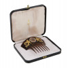 A RUSSIAN SHELL GEMSTONES ENAMEL HAIR COMB PIC-0