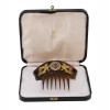 A RUSSIAN SHELL GEMSTONES ENAMEL HAIR COMB PIC-1